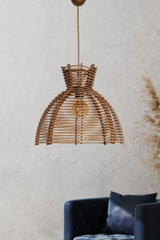 Opviq Lámpara de Araña Spindel de Madera y Bambú Imitación
